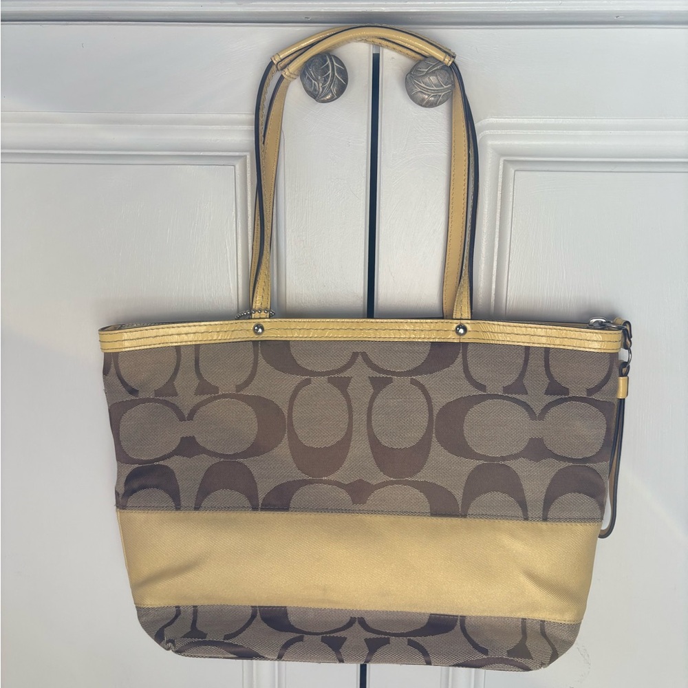 Coach signature canvas and leather tote
